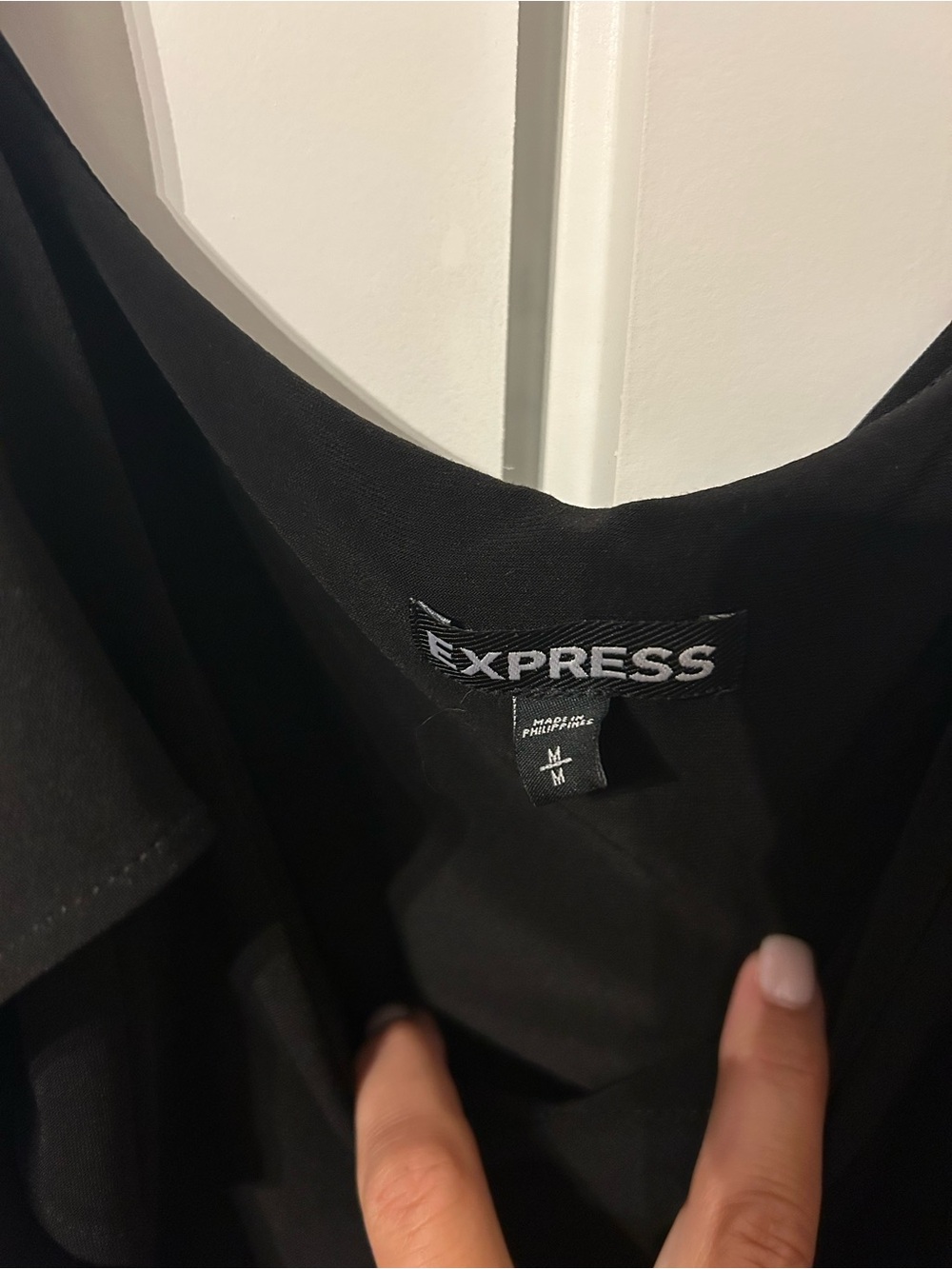 Express Black Cold-Shoulder Ruffle Camisole - Picture 3 of 5
